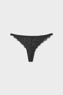 ETAM Braguitas Encaje|Tanga Brasileño|Tanga de encaje NEGRO