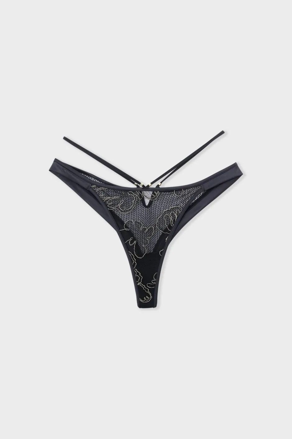 ETAM Braguitas Encaje|Tanga Brasileño|Tanga de encaje bordado NEGRO