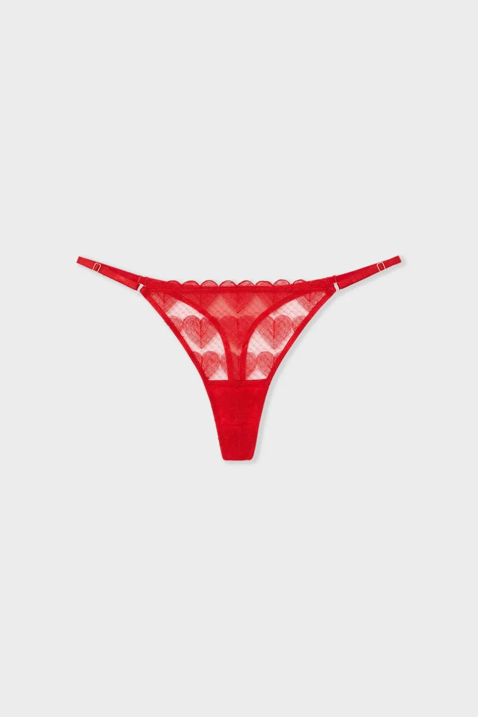 ETAM Tanga|Tanga de encaje con motivos de corazones ROJO