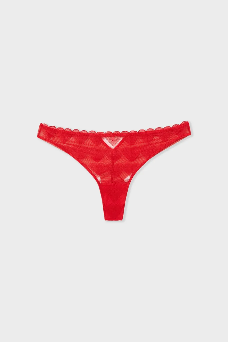 ETAM Tanga Brasileño|Tanga de encaje con motivos de corazones ROJO