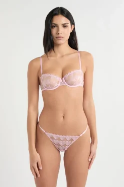 ETAM Tanga|Tanga de encaje con motivos de corazones ROSA
