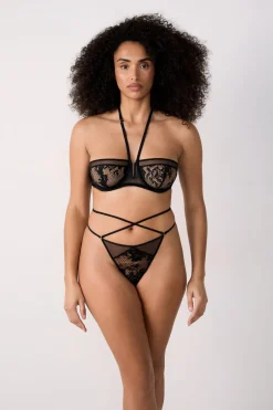 ETAM Tanga|Braguitas Encaje|Tanga de encaje francés NEGRO