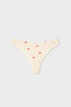 ETAM Tanga Brasileño|Tanga de microfibra con estampado de besos IMP FOND ROSA