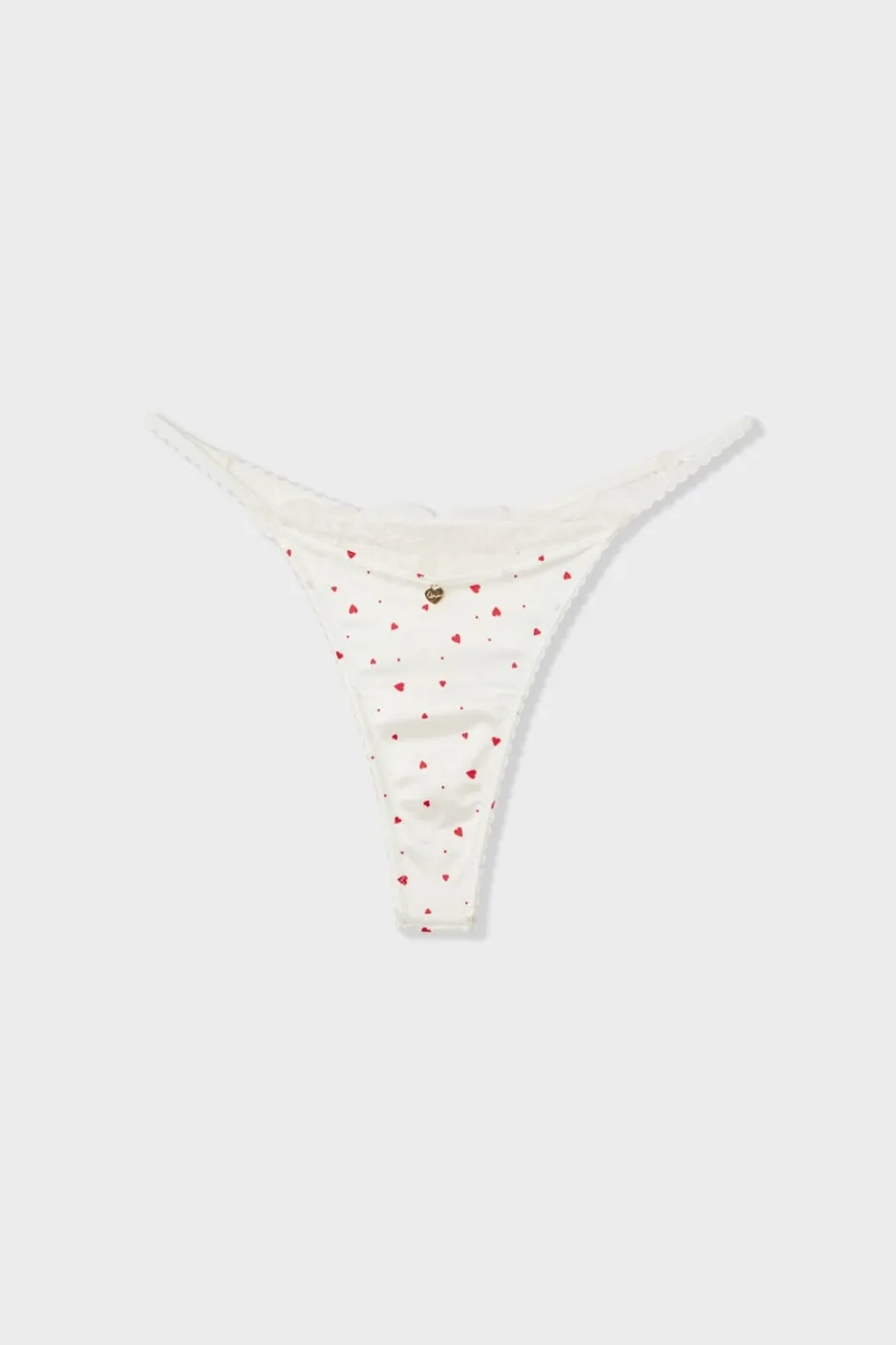 ETAM Braguitas Sexy|Tanga|Tanga de microfibra con estampado de corazones IMP FD CRUDO