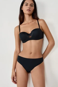 ETAM Braguitas Invisibles|Tanga Brasileño|Tanga de microfibra satinada NEGRO