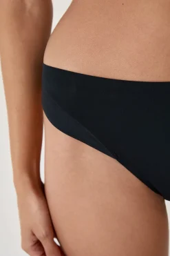 ETAM Braguitas Invisibles|Tanga Brasileño|Tanga de microfibra satinada NEGRO