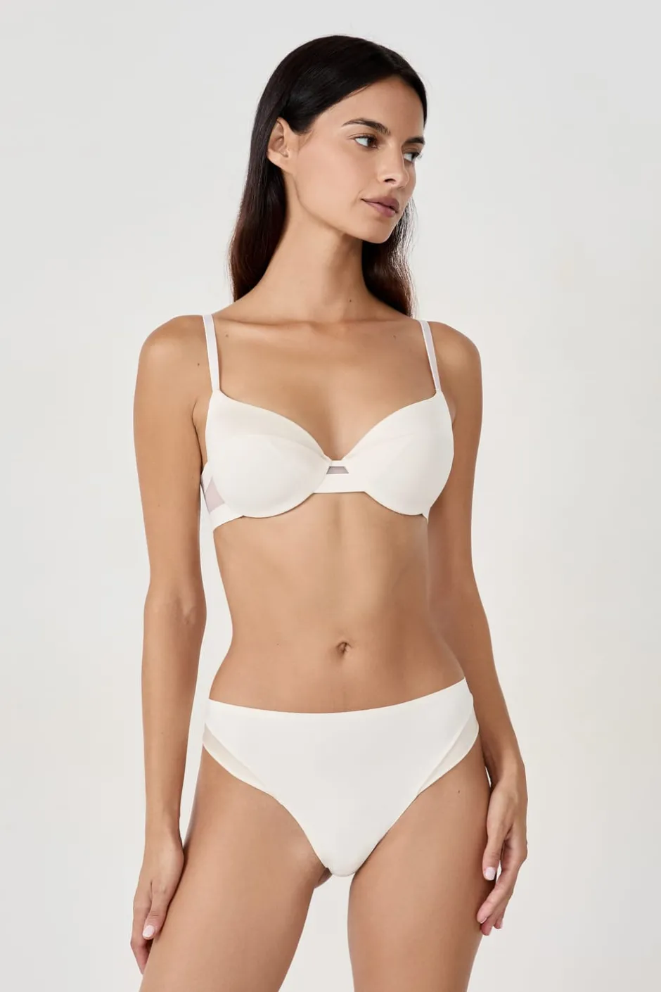 ETAM Braguitas Invisibles|Tanga Brasileño|Tanga de microfibra satinada CRUDO