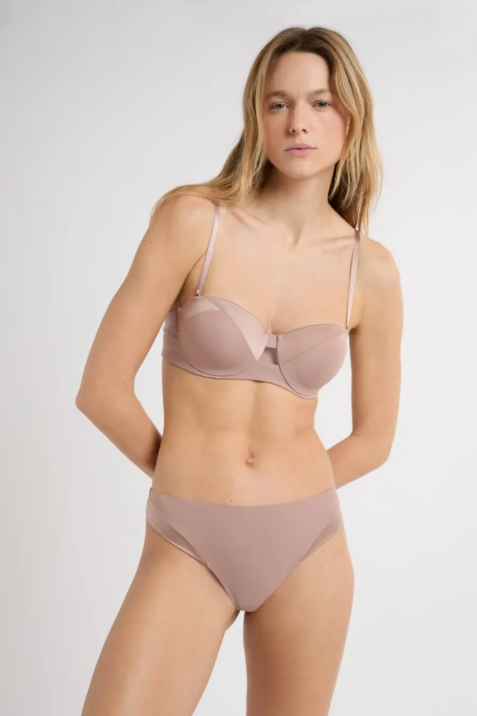 ETAM Braguitas Invisibles|Tanga Brasileño|Tanga de microfibra satinada TOPO