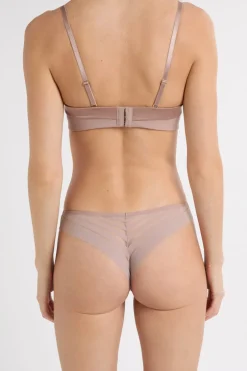 ETAM Braguitas Invisibles|Tanga Brasileño|Tanga de microfibra satinada TOPO
