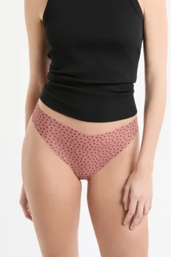 ETAM Tanga Brasileño|Braguitas Party|Tanga de microfibra sin costuras con motivos de corazones MARRÓN