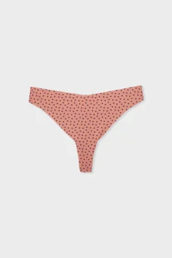 ETAM Tanga Brasileño|Braguitas Party|Tanga de microfibra sin costuras con motivos de corazones MARRÓN