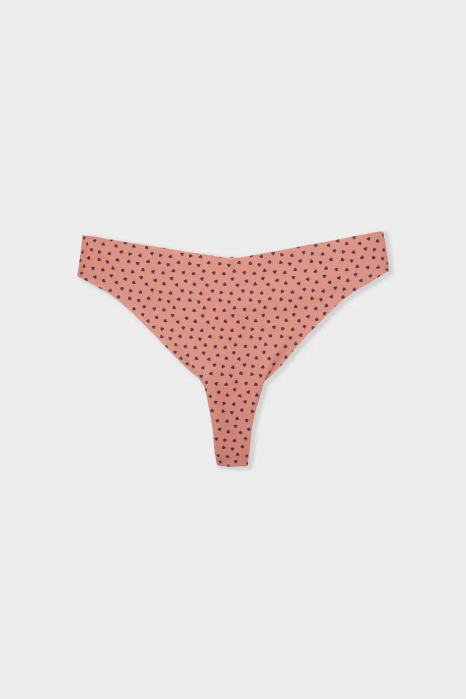 ETAM Tanga Brasileño|Braguitas Party|Tanga de microfibra sin costuras con motivos de corazones MARRÓN
