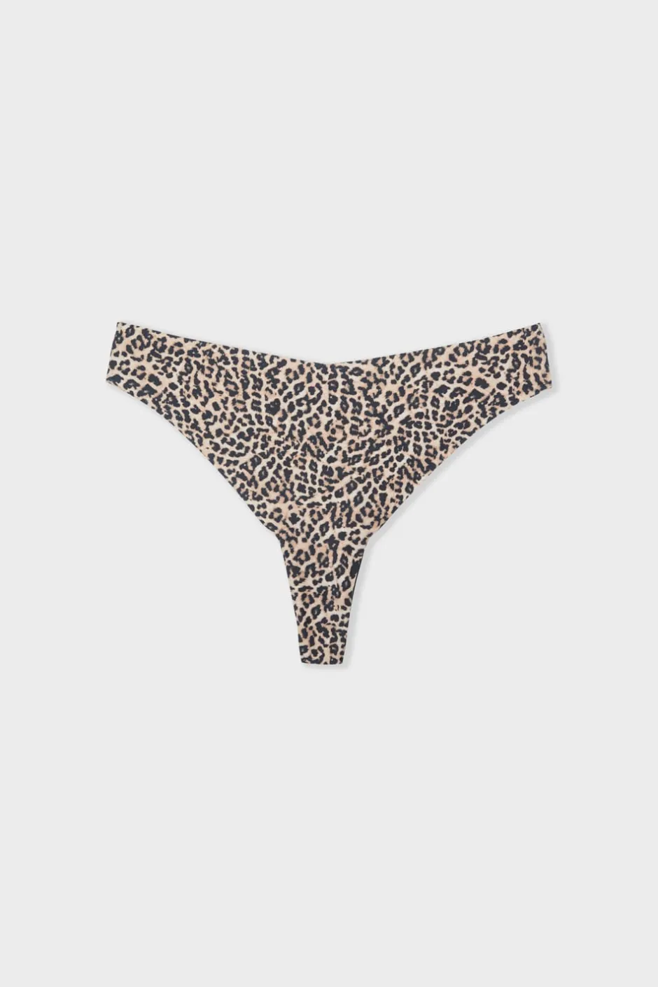 ETAM Tanga Brasileño|Braguitas Party|Tanga de microfibra sin costuras con estampado de leopardo IMP FD MARRÓN