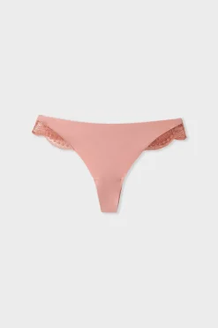 ETAM Tanga|Tanga de microfibra y encaje ROSA