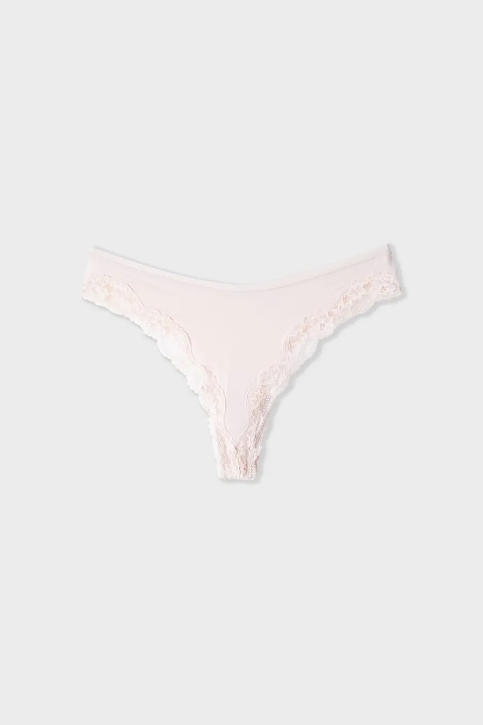 ETAM Tanga Brasileño|Tanga de microfibra y encaje ROSA EMPOLVADO