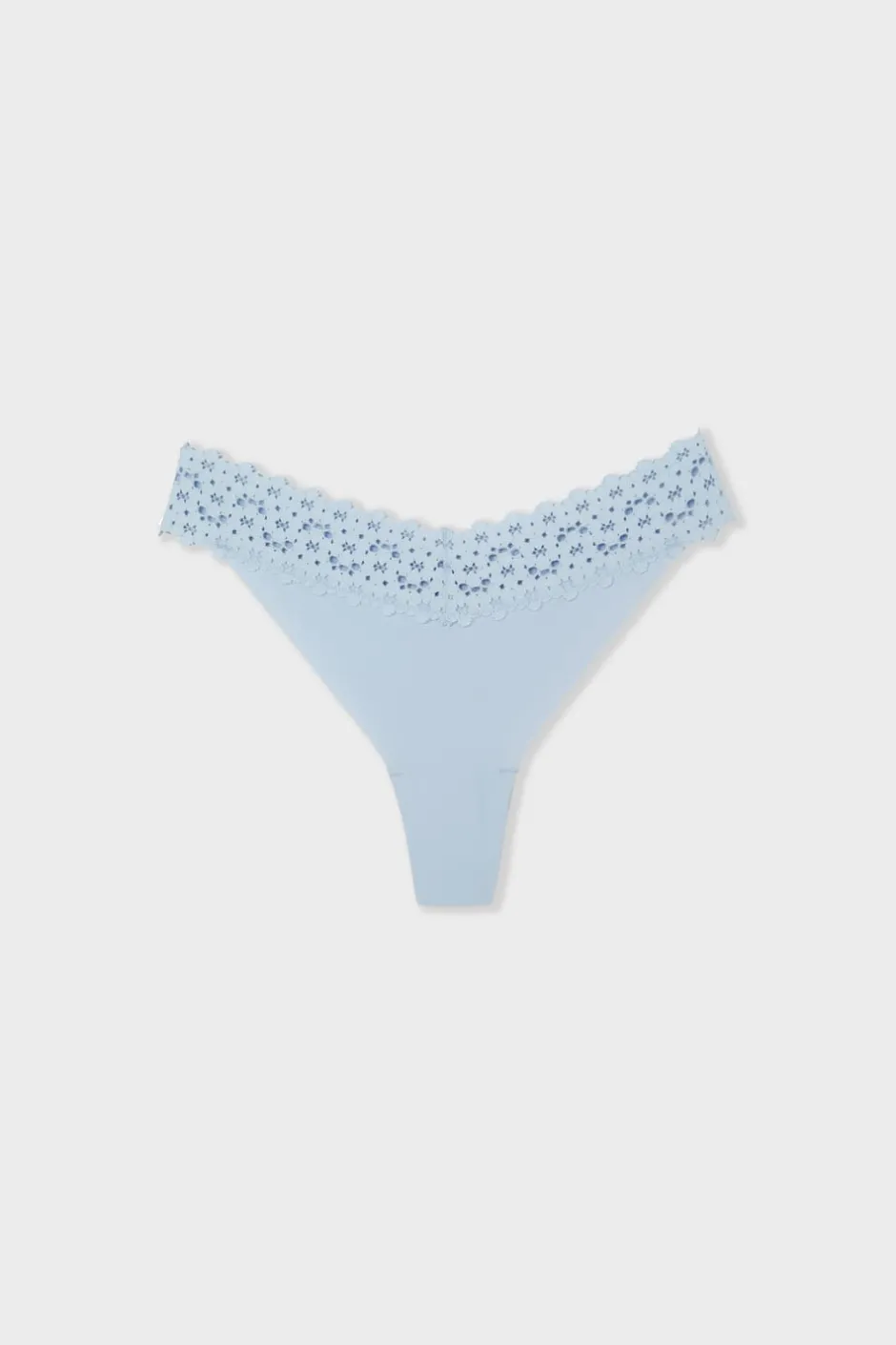 ETAM Tanga Brasileño|Braguitas Party|Tanga de microfibra y encaje AZUL LAGUNA