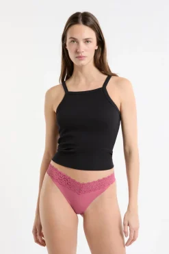 ETAM Tanga Brasileño|Braguitas Party|Tanga de microfibra y encaje BLUSH