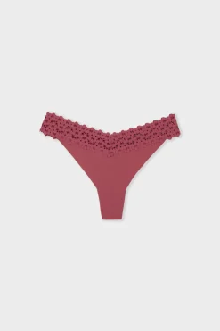 ETAM Tanga Brasileño|Braguitas Party|Tanga de microfibra y encaje BLUSH