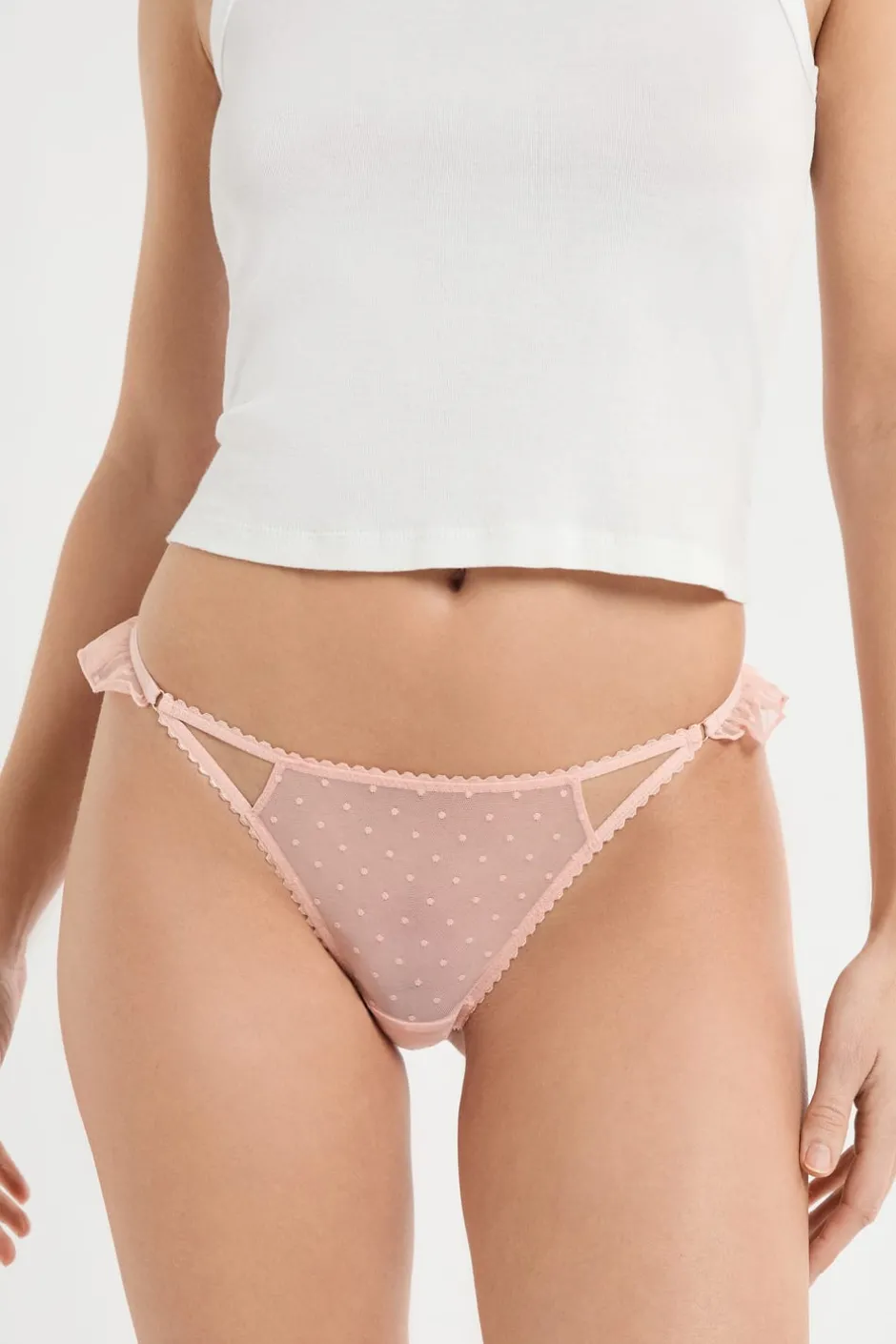 ETAM Braguitas Sexy|Tanga|Tanga de tul ROSA EMPOLVADO
