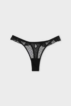 ETAM Tanga|Braguitas Party|Tanga de tul NEGRO