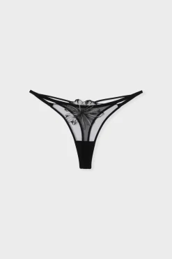 ETAM Tanga|Novedades Braguitas|Tanga de tul NEGRO