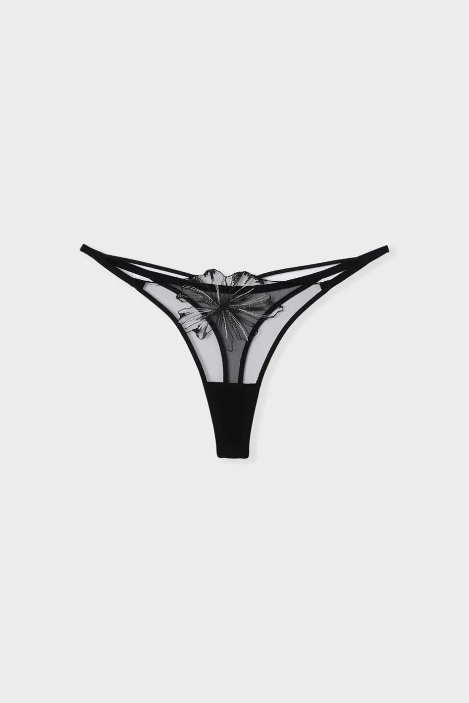 ETAM Tanga|Novedades Braguitas|Tanga de tul NEGRO