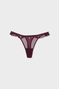 ETAM Braguitas Sexy|Tanga|Tanga de tul MORADO