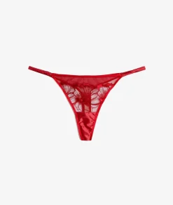 ETAM Tanga|Tanga de tul bordado ROJO