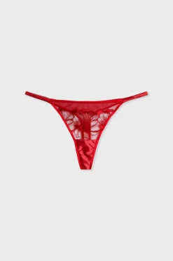 ETAM Tanga|Tanga de tul bordado ROJO