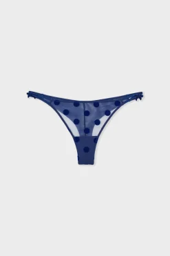 ETAM Tanga Brasileño|Novedades Braguitas|Tanga de tul bordado ÍNDIGO