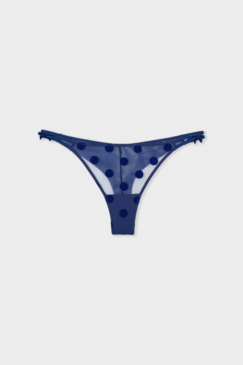 ETAM Tanga Brasileño|Novedades Braguitas|Tanga de tul bordado ÍNDIGO