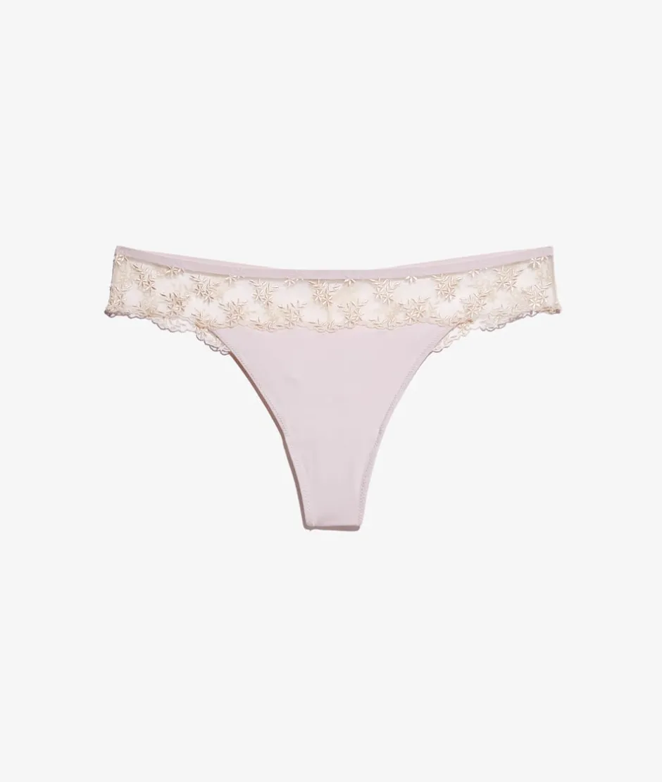 ETAM Tanga Brasileño|Tanga de tul bordado CRUDO