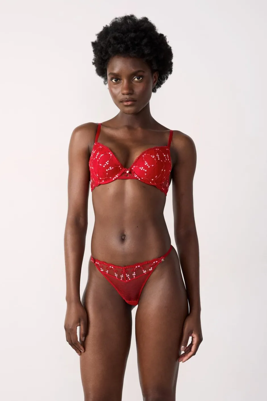 ETAM Braguitas Sexy|Tanga|Tanga de tul bordado ROJO