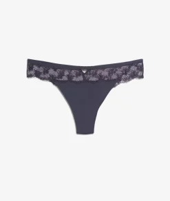 ETAM Tanga Brasileño|Tanga de tul bordado NEGRO