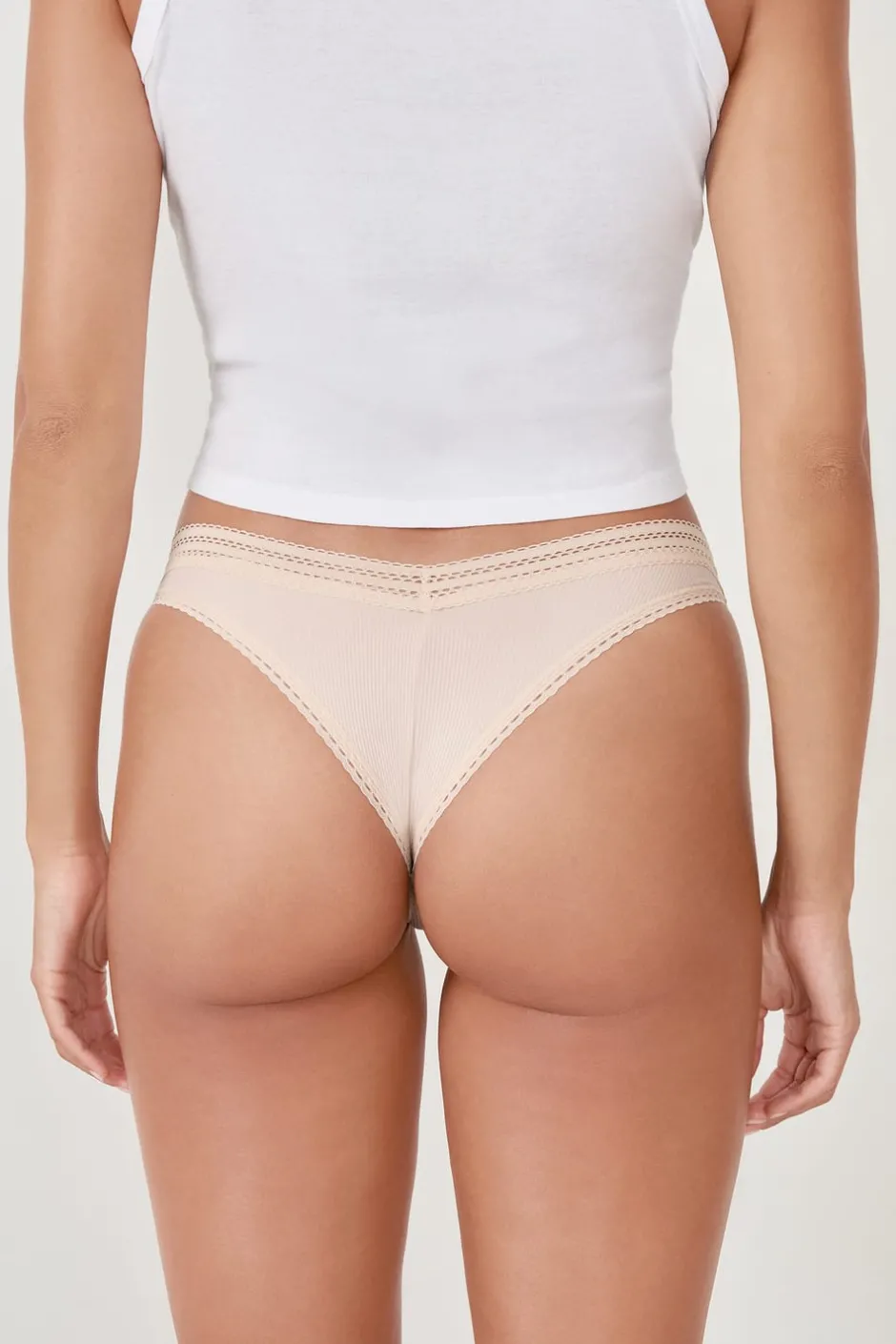 ETAM Tanga Brasileño|Braguitas Party|Tanga en V de microfibra y encaje LINO
