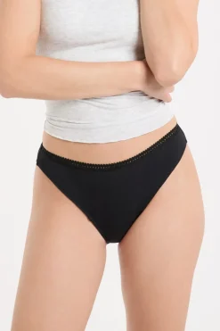 ETAM Tanga Brasileño|Braguitas Menstruales|Tanga menstrual - Flujo ligero NEGRO