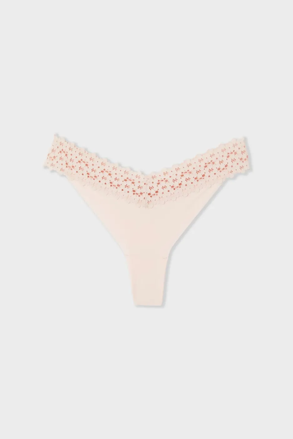 ETAM Tanga Brasileño|Tanga V-shape de microfibra y encaje ROSA