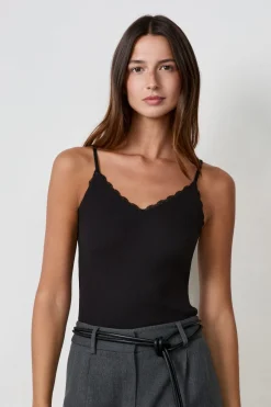 ETAM Cuello En V|Tops Sin Mangas|Top 100% algodón NEGRO