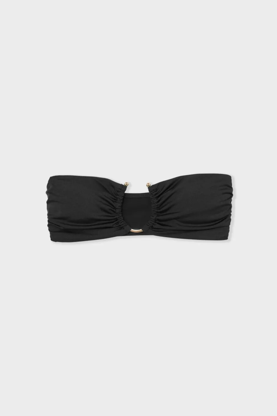ETAM Bandeau|Top bikini bandeau con detalle de anillo NEGRO