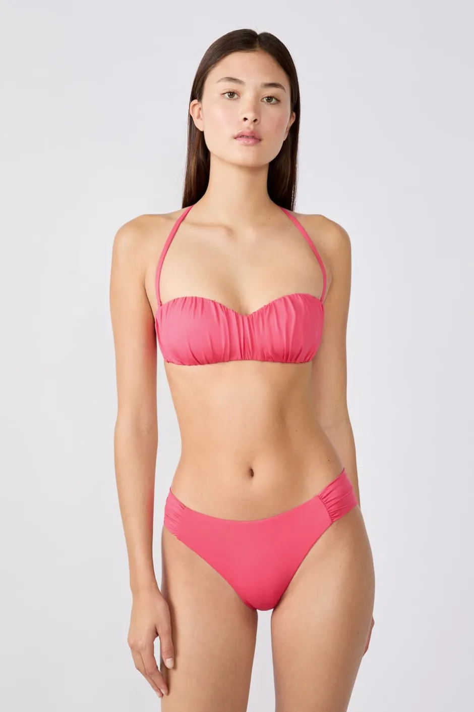 ETAM Bandeau|Top bikini bandeau con tirantes removibles ROSA