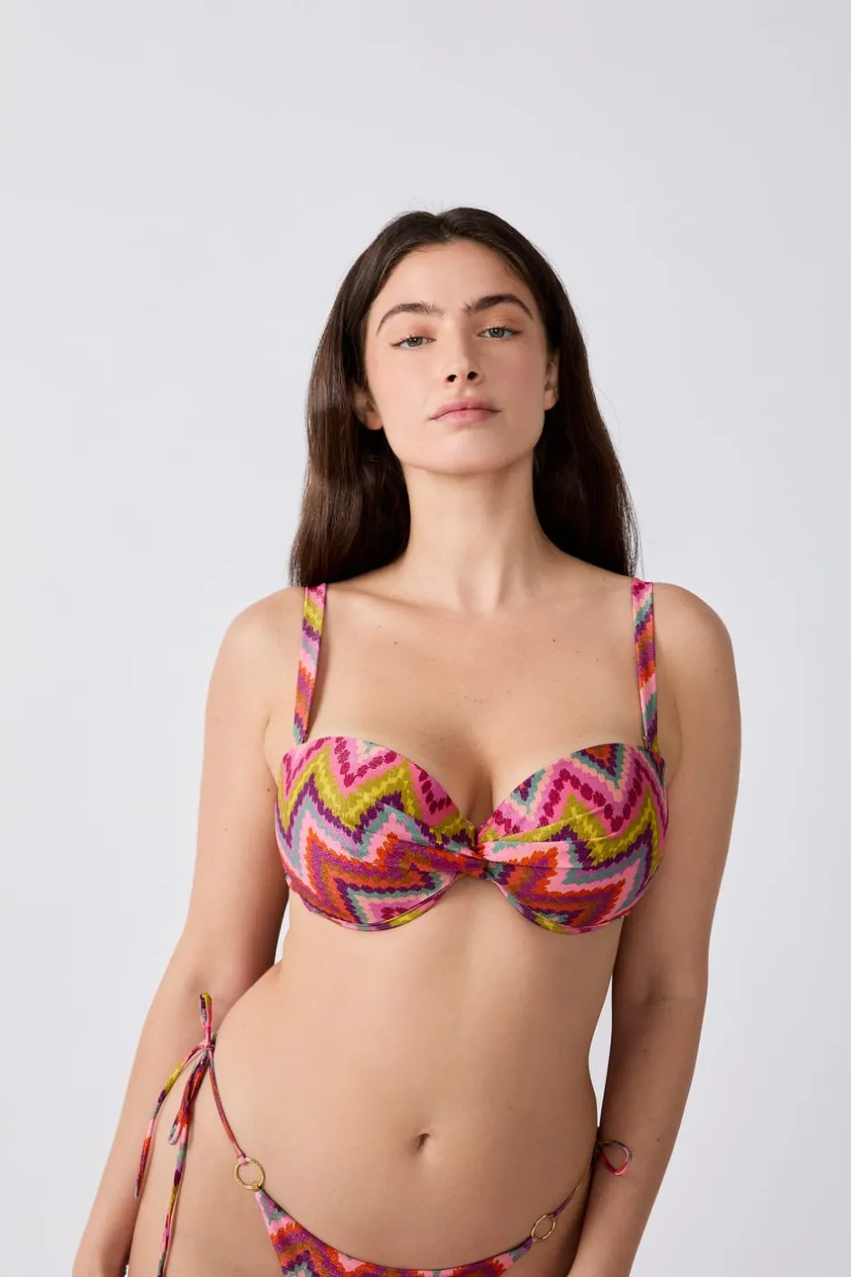 ETAM Con Aro|Top bikini bandeau estampado ROSA