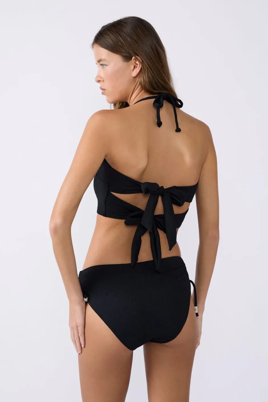 ETAM Bandeau|Top bikini bandeu tirantes desmontable NEGRO