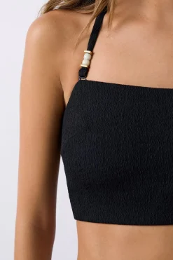 ETAM Bandeau|Top bikini bandeu tirantes desmontable NEGRO