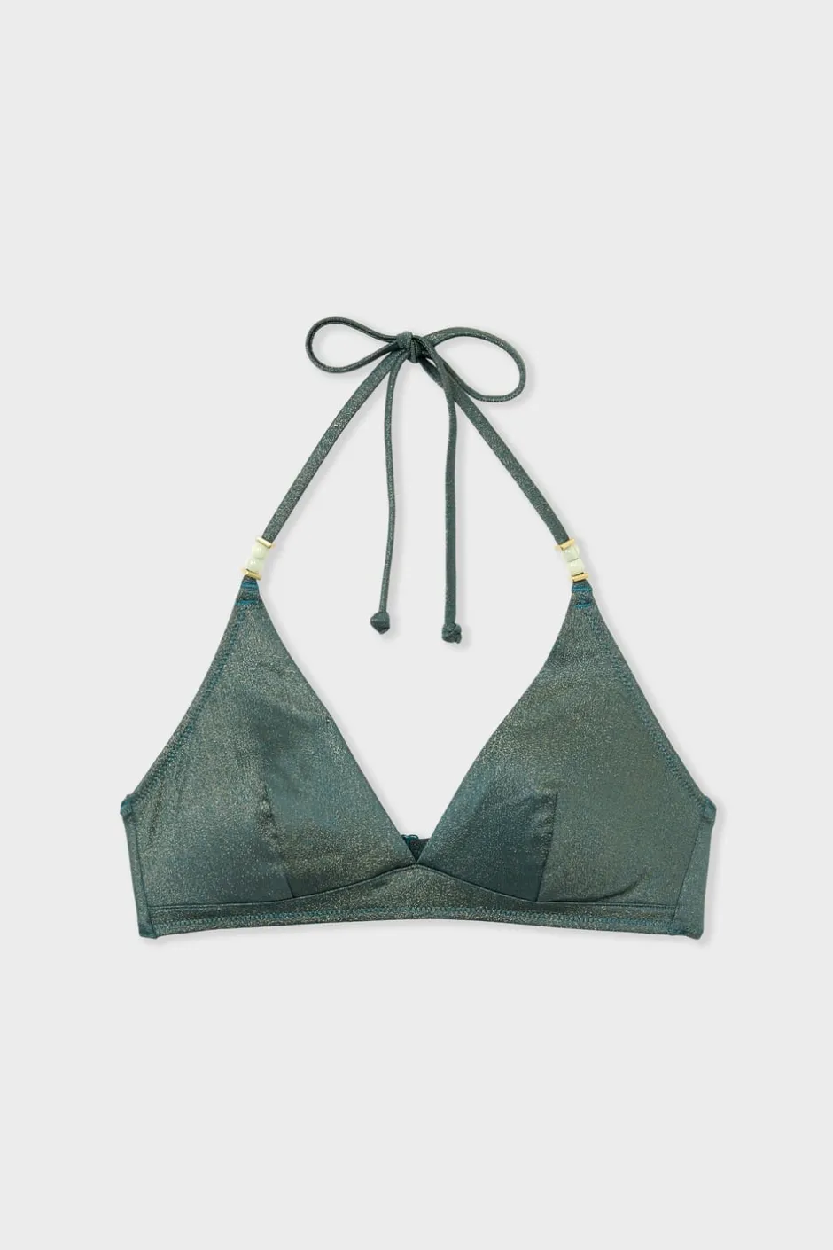 ETAM Triángulos|Top bikini triangular brillante VERDE