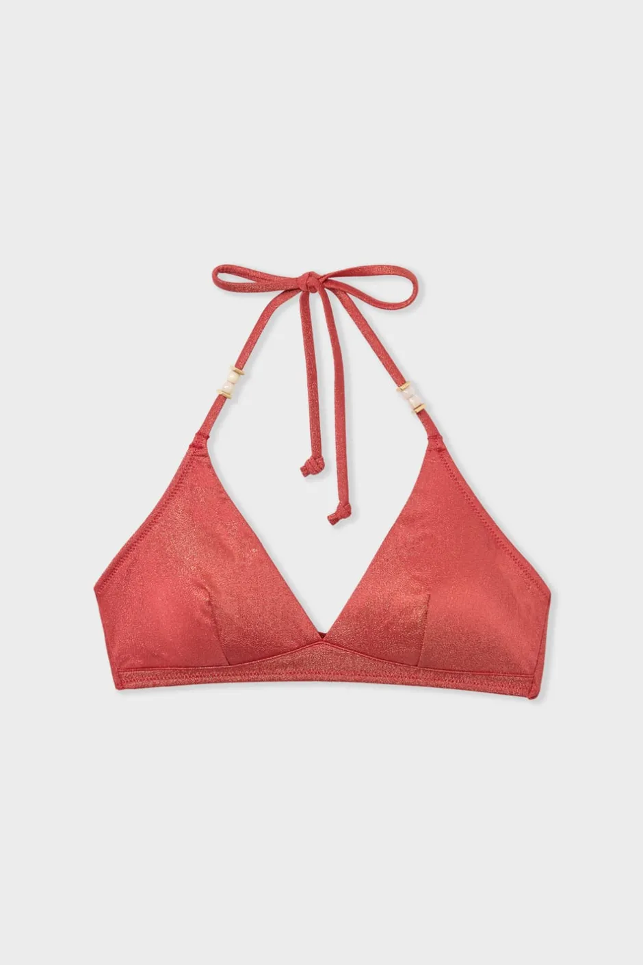 ETAM Triángulos|Top bikini triangular brillante NARANJA