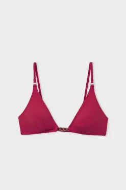 ETAM Triángulos|Top bikini triangular detalles joya MARRÓN