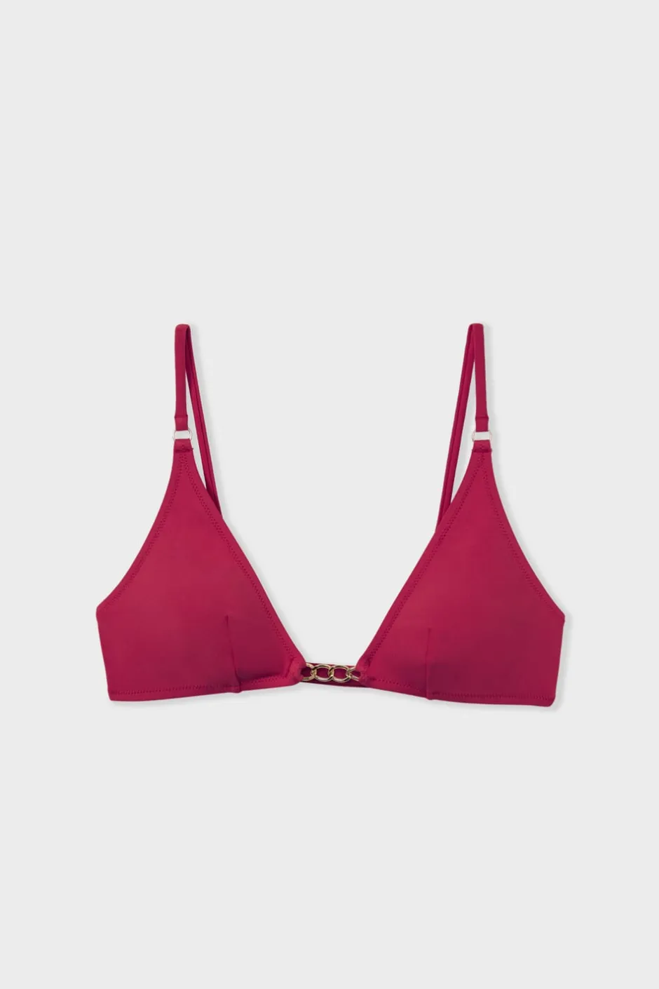 ETAM Triángulos|Top bikini triangular detalles joya MARRÓN