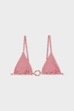 ETAM Triángulos|Top bikini triangular detalle de anilla ROJO