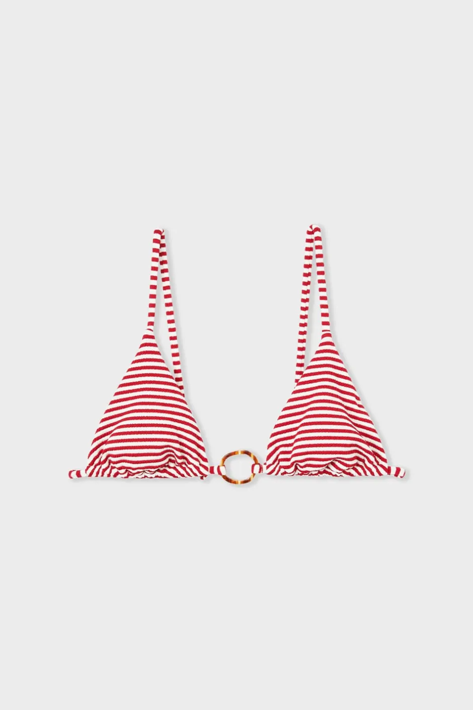 ETAM Triángulos|Top bikini triangular detalle de anilla ROJO