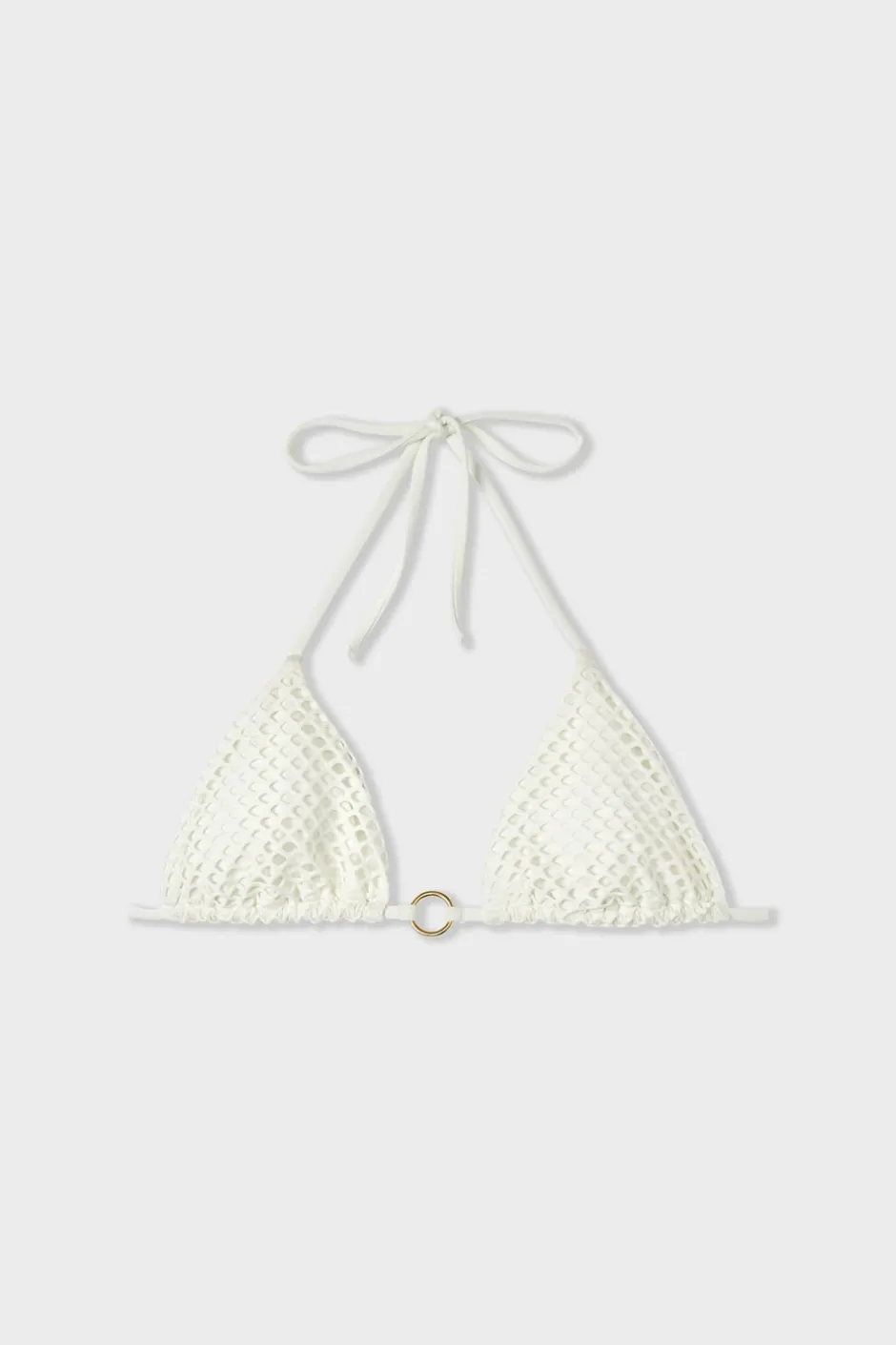 ETAM Triángulos|Top bikini triangular detalle joya BLANCO